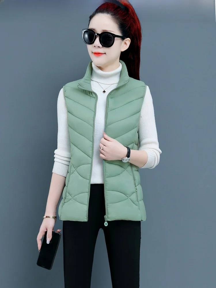 2025 New Women's down Cotton Vest ort Thiened Winter Outerwear Warmth-Friendly Slim Fit Coat Zipper ket Polyester Fiber