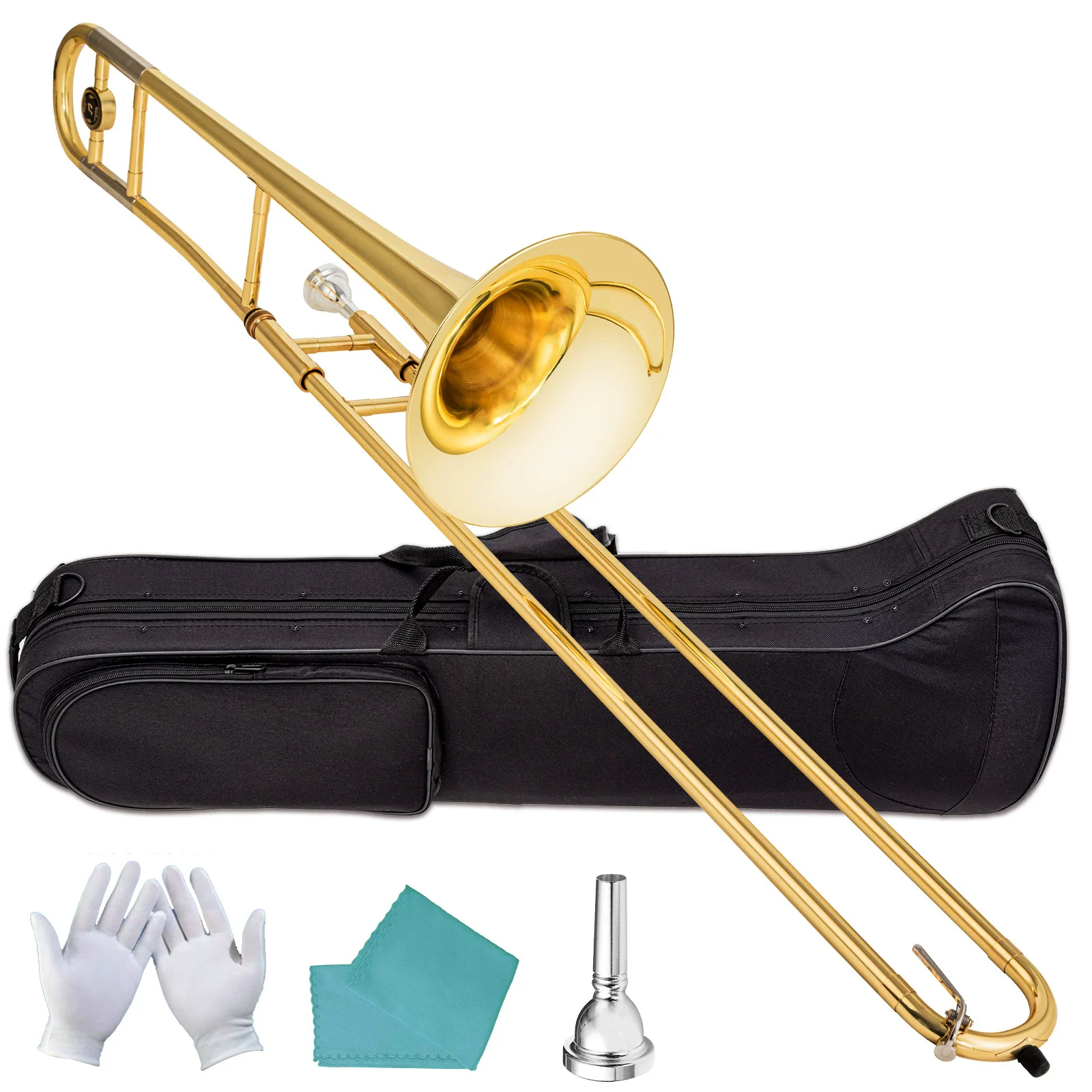 Tenor Trombone Key of Bb Slide Brass Instrument Gold Lacquer & Nickel Silver Finish Bb Tenor Trombone