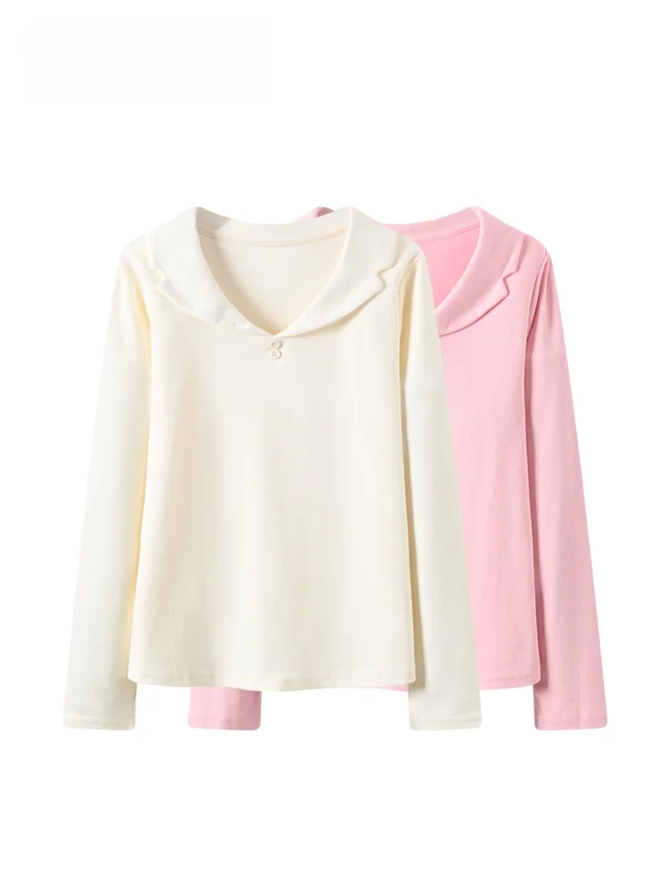 

plus Size Casual Long Sve irt Women's Autumn Winter New Sle Slimming Top Faionable Versatile Boting irt