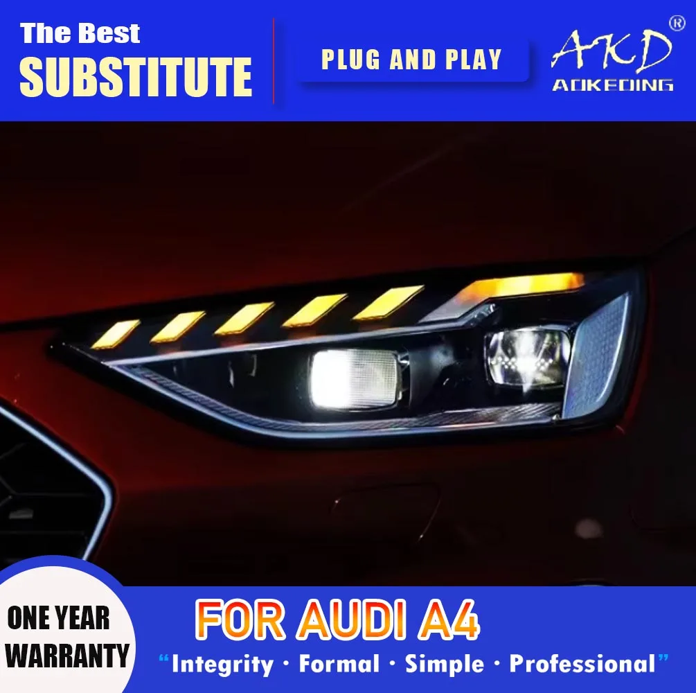 AKD Head Lamp for Audi A4 B10 LED Headlight 2020-2023 Headlights A4L S4 DRL Turn Signal High Beam Angel Eye Projector Lens