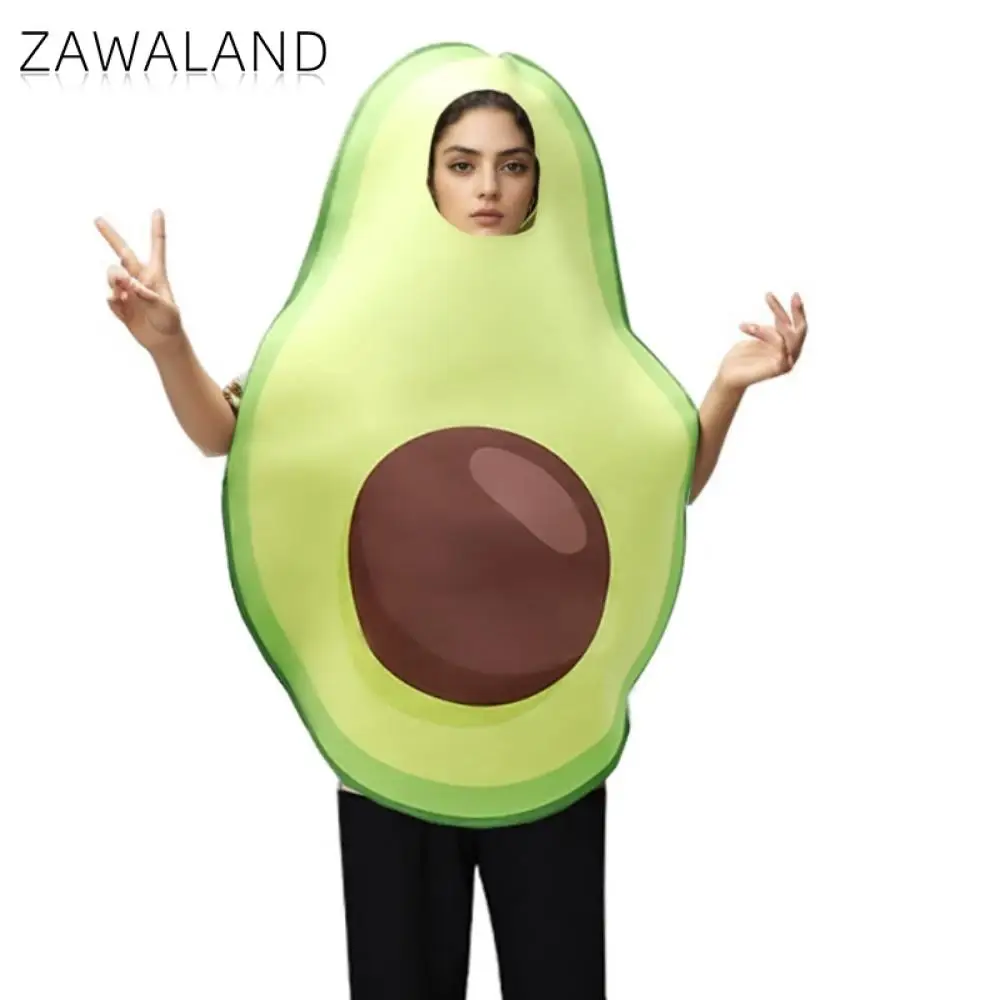 Zawaland Avocado Cosplay Costume Fruit Food Party Jumpsuit Adult Carnival Purim Disguise Clothes Couple Fancy Holiday Outfit image 2