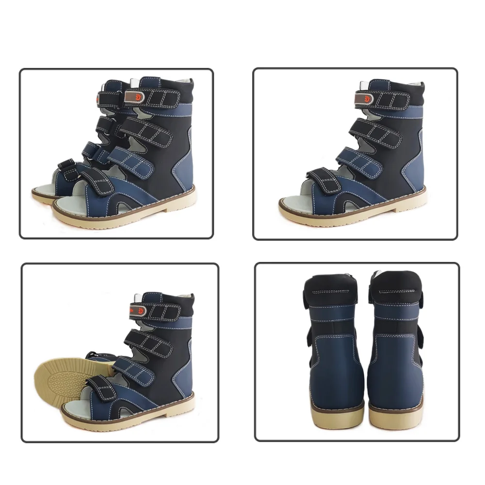 Ortoluckland Girls Sandas Children Orthopedic Leather Footwear Kids Boys High Top Platform Clubfoot Shoes With Rigid Backdrop