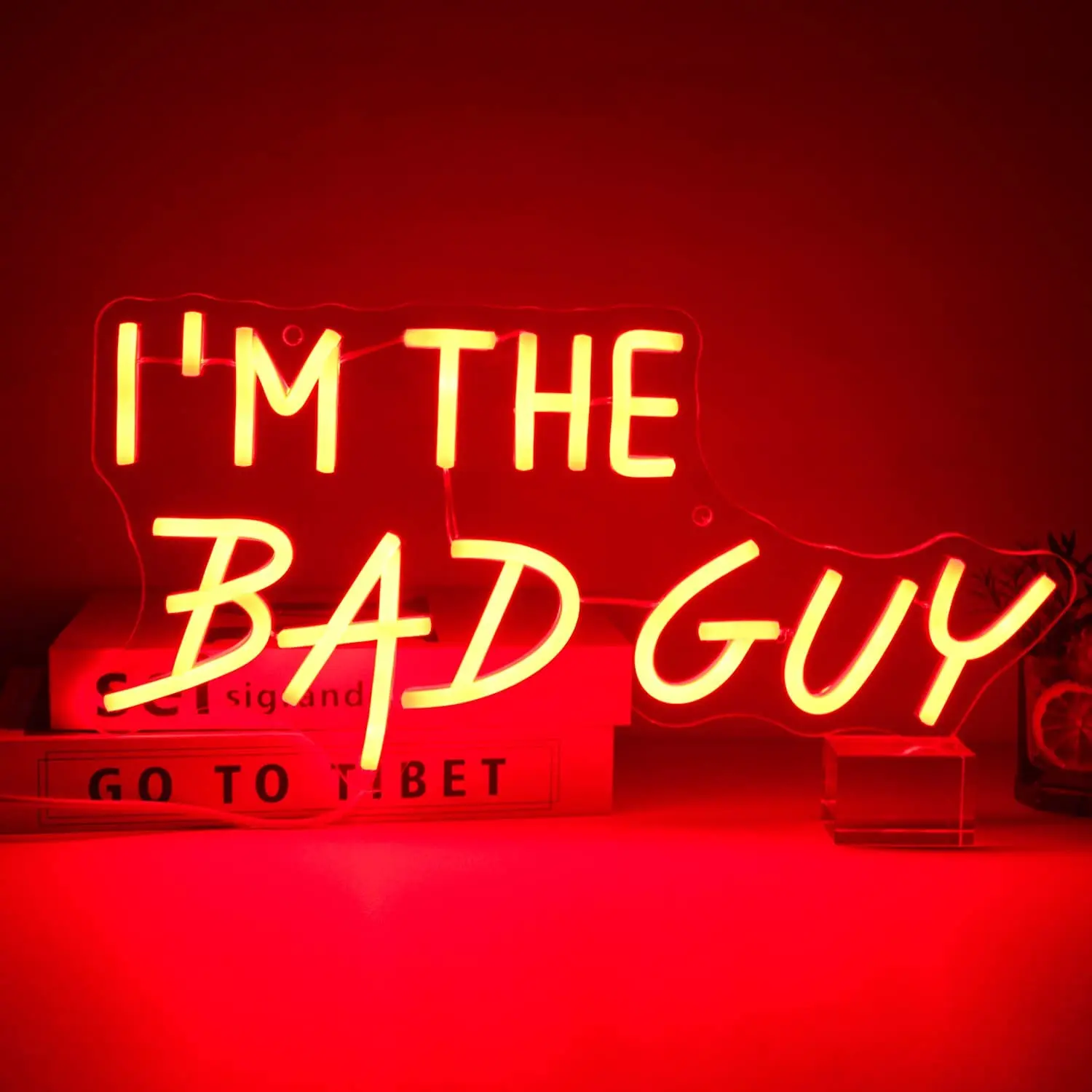 I'm the Bad Guy Neon Sign Quotes Red LED Neon Lights Signs Letter Sign Neon Signs for Wall Bedroom Man Cave Bar Party Game Room