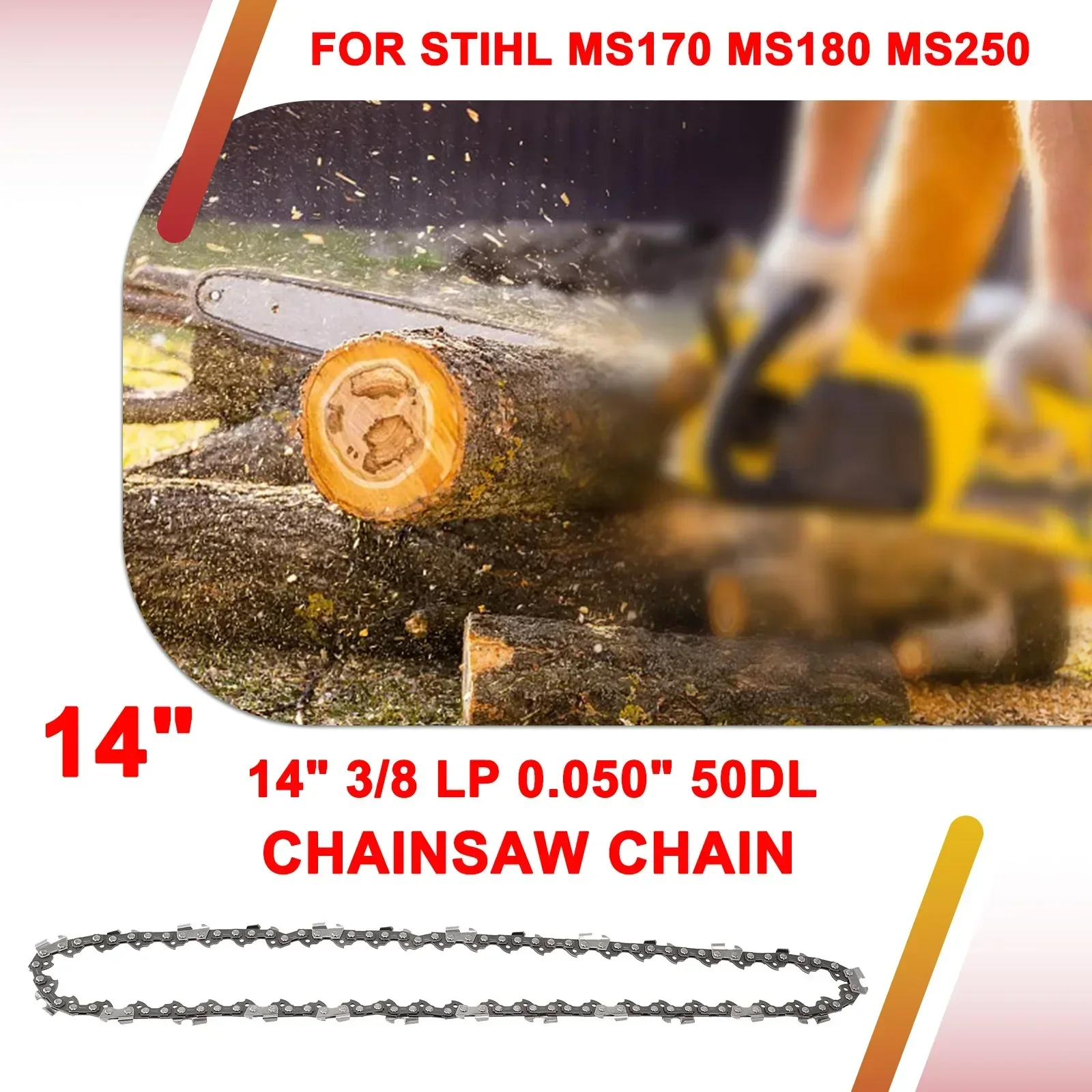 STIHL MS250 MS180 MS230 트리머 잔디 예초기 액세서리, 정원 전동 공구 부품, 14 인치 전기톱 체인, 3/8 LP 50DL, 1 개