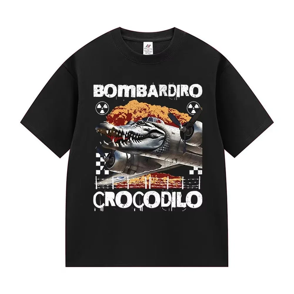 

Bombardiro Crocodilo T-Shirt Men's Lirili Larila Meme Summer Cotton Tops Streetwear Street Short Sleeve Unisex Tees Quick-dry