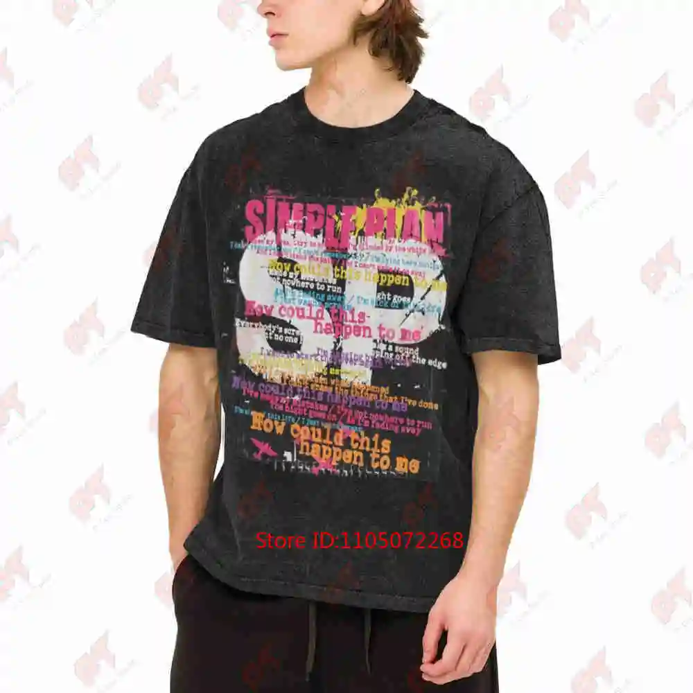 Vintage Simple Plan Lyrics Vintage Washed Tee Pure Cotton T-Shirt