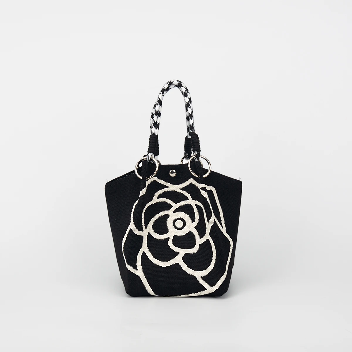 1 Fashionable Women's Knitted Handbag with Magnetic Snap Closure, Large Capacity for Holding Mobile Phones, Books, Water Bottles, Cosmetics, Suitable for Women and Girls, Suitable for Daily Commuting,