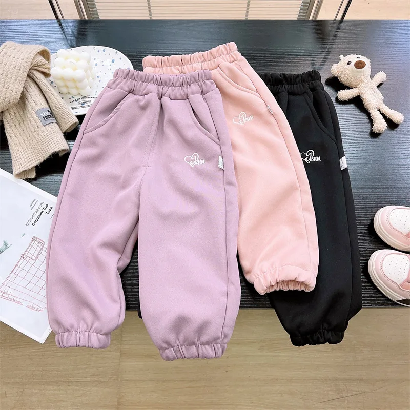 Autumn New Korean Childrens Girls Pants Stylish Loose Versatile Toddler Girls Long Pants Elastic Waist Kids Baby Girls Pants