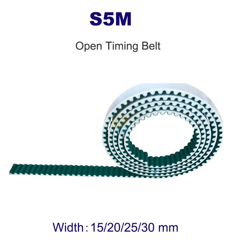 

1-20Meters S5M Open Timing Belt Width 15 20 25 30mm White Polyurethane with Steel Wire PU Synchronous Belt Flat Top Arc Teeth