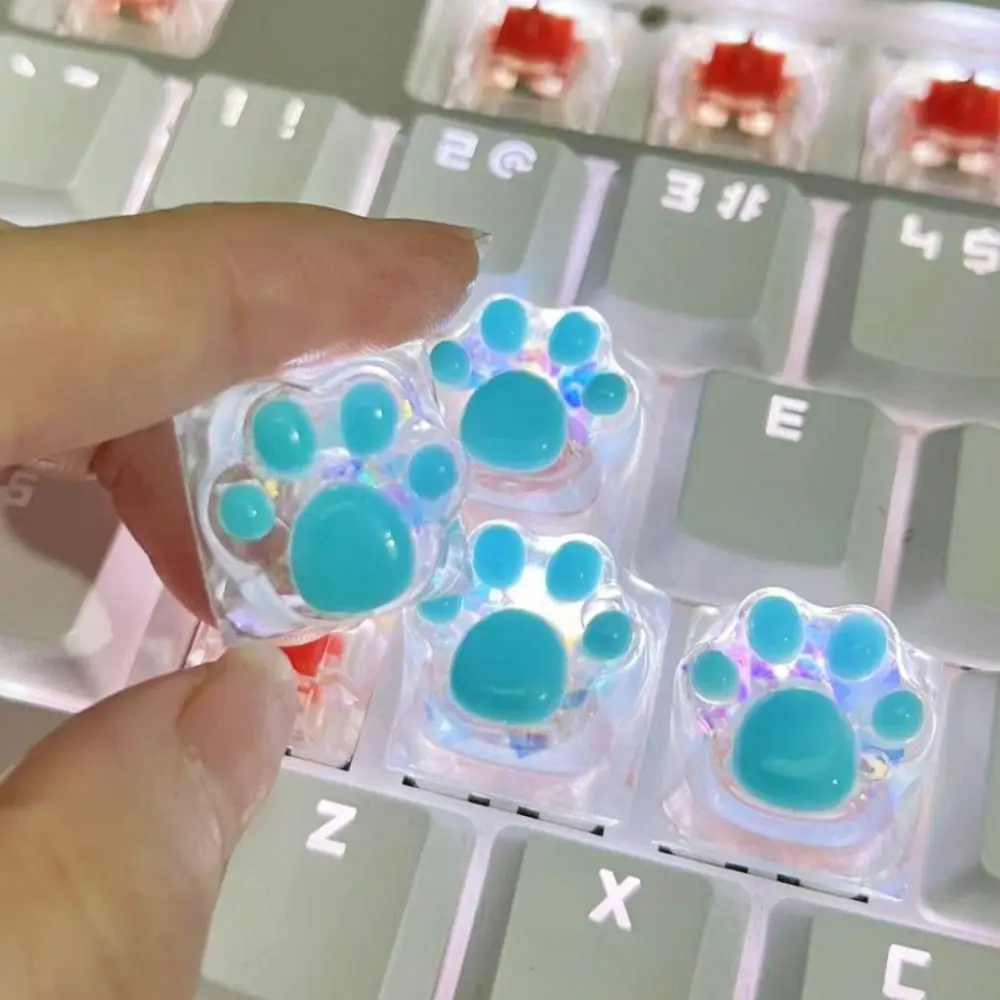 

Transparent Cat Claw Keycaps Girly OEM R4 Cat Claw Keyboard Cap Romantic Cross Axis Mechanical Keyboard Keycap Cherry MX