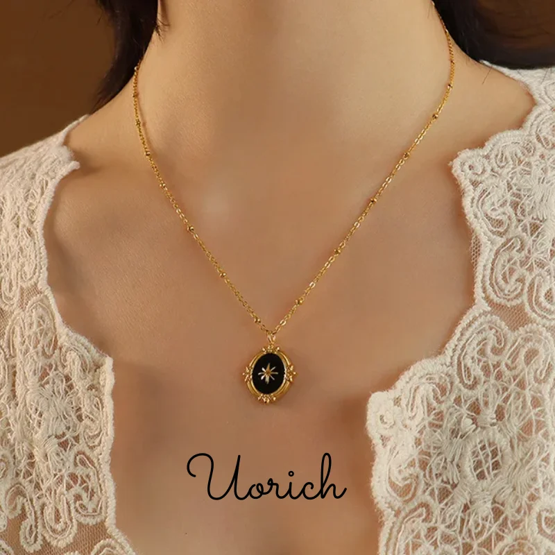 Uorich Star-set Diamond Stainless Steel Pendant Necklace for Women Trend Women's Collarbone Chain Hot-selling New Jewelry Gift