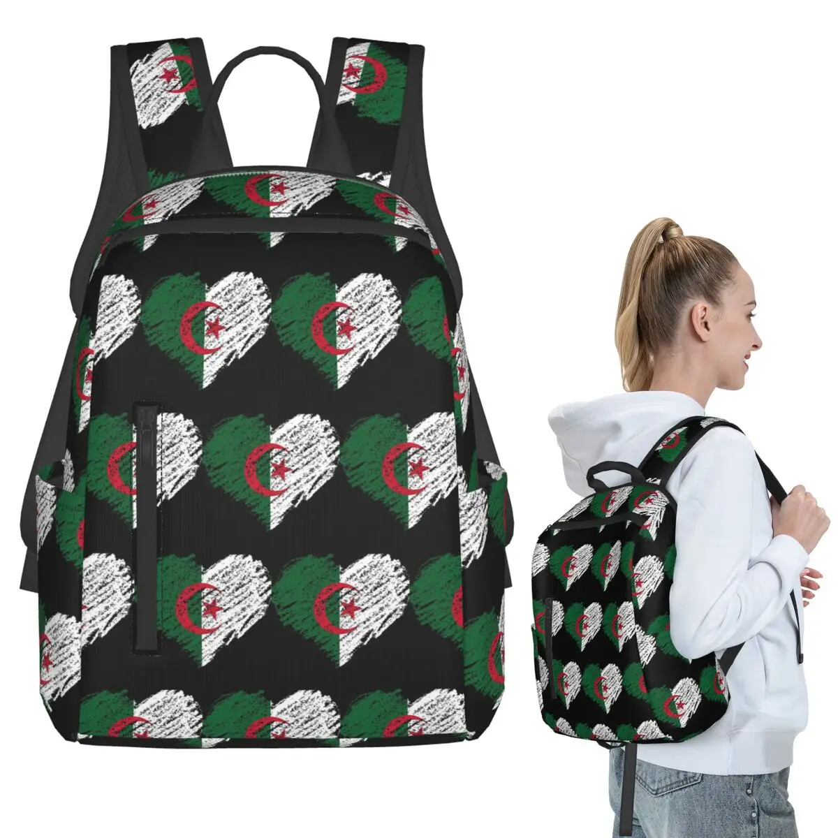 

Scribble I Love Algeria Flag Backpack Student BookBag Kids School Bag Laptop Shoulder Bags Boys Girls