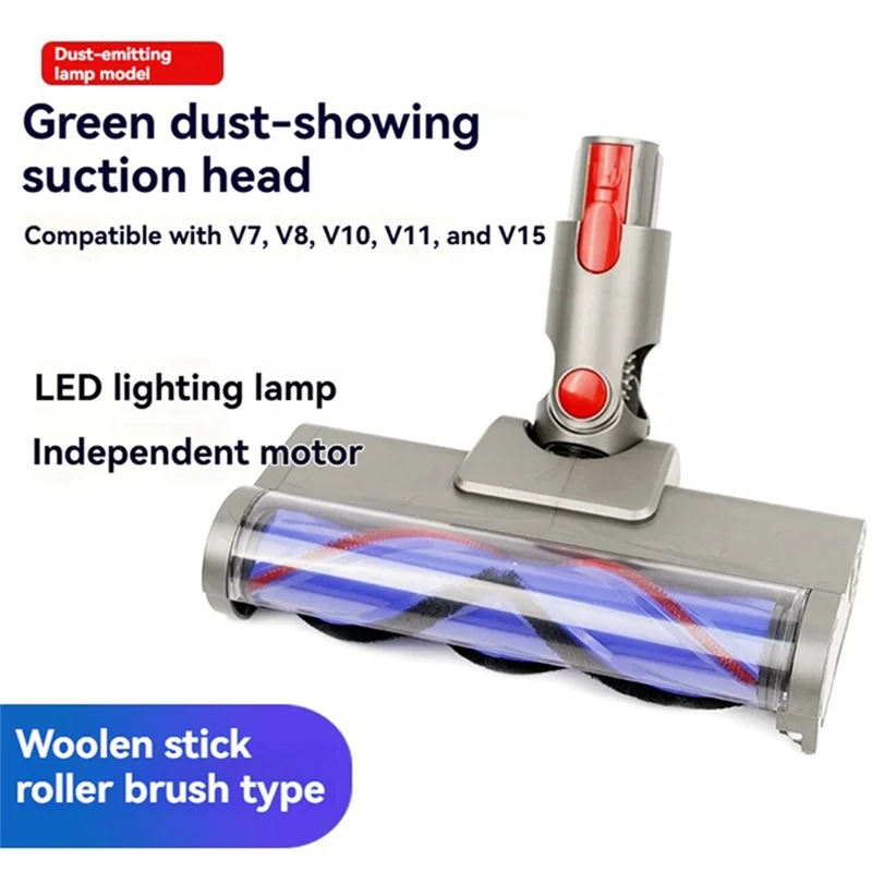 

Щетка с прямым приводом A24R для пылесосов Dyson V7 V8 V10 V11 V15, зеленая оптическая светодиодная встроенная насадка