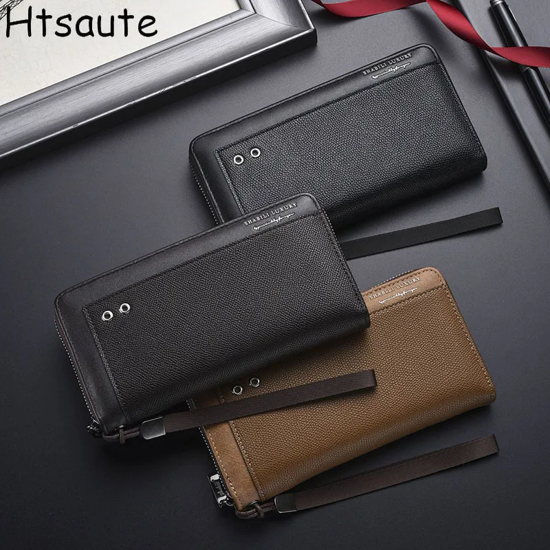 PU Leather Wallet Men's Large Capacity Wallets Zipper Clutch card holder Wallets Balck Short Purse for Male carteras de mujer