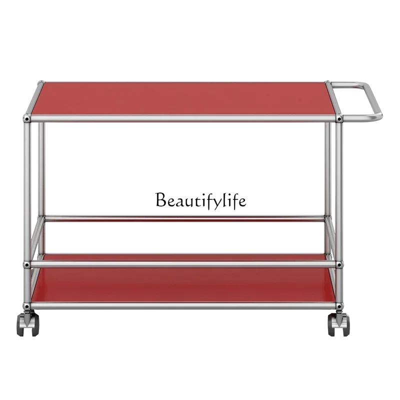 

ls 42Medieval USM stainless steel dining car mobile trolley coffee table rack