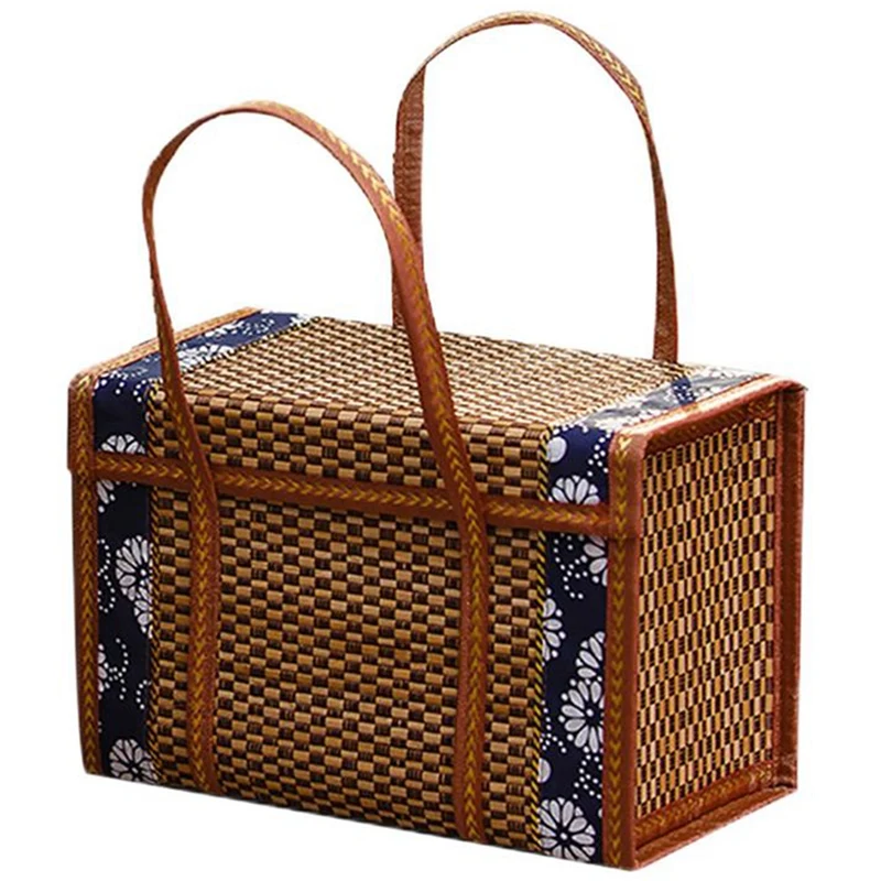 

NALFI-Woven Bamboo Products Camping Portable Storage Box Hand-Woven Basket Special Outdoor Picnic Basket Woven Basket
