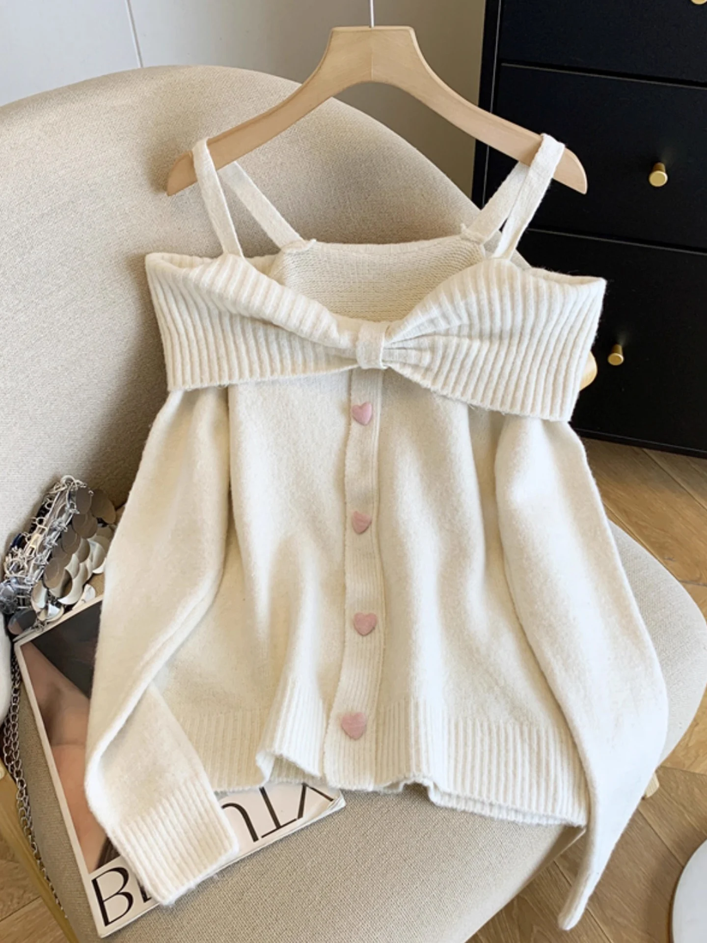 

Pure Desire Sle Off-oulder Knitted Sweater Women's Loose Fit Autumn Winter New Design Sweet Sle Long Sve Top