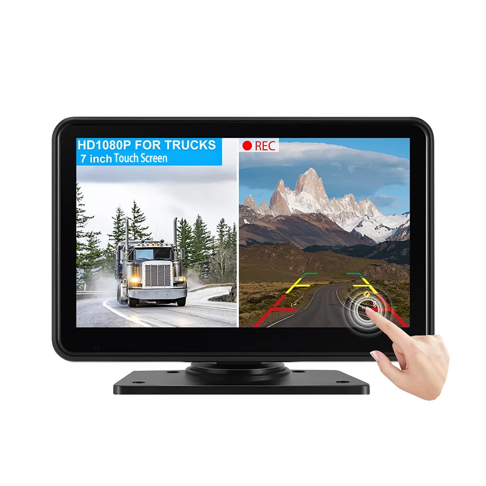 4 Channels Wireless Rearview Camera 7 Inch 24V Waterproof Touch Screen Monitor Wireless AI BSD System With Voice Alarm for Truck