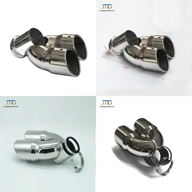 JTLD 72mm Length 250mm Dual Outlets Muffler Exhaust Tip for Land Rover Freelander Car Hot Sale 304 Stainless Steel