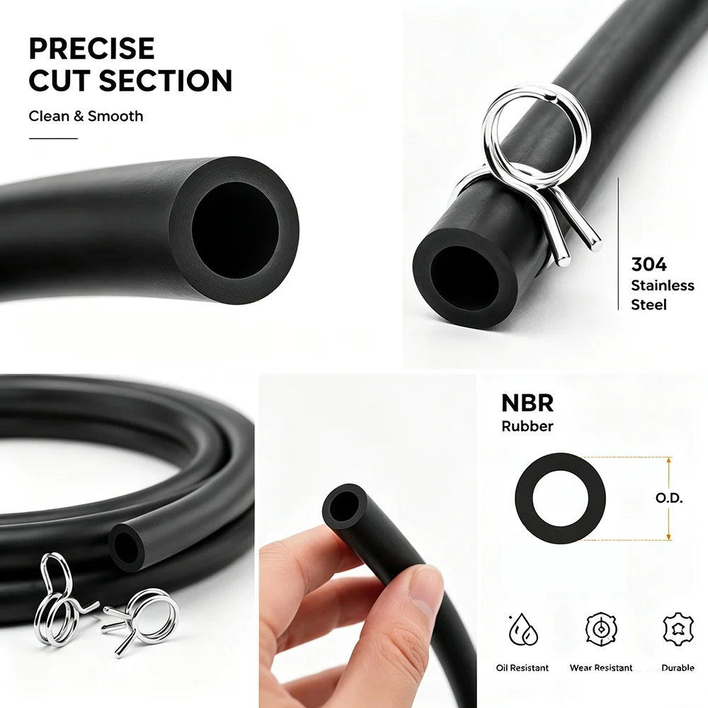 5*9/5*10mm NBR Tube+304 steel clamp Oil resistant/aging/high temperature/oil pipe and water pipe fastening kit