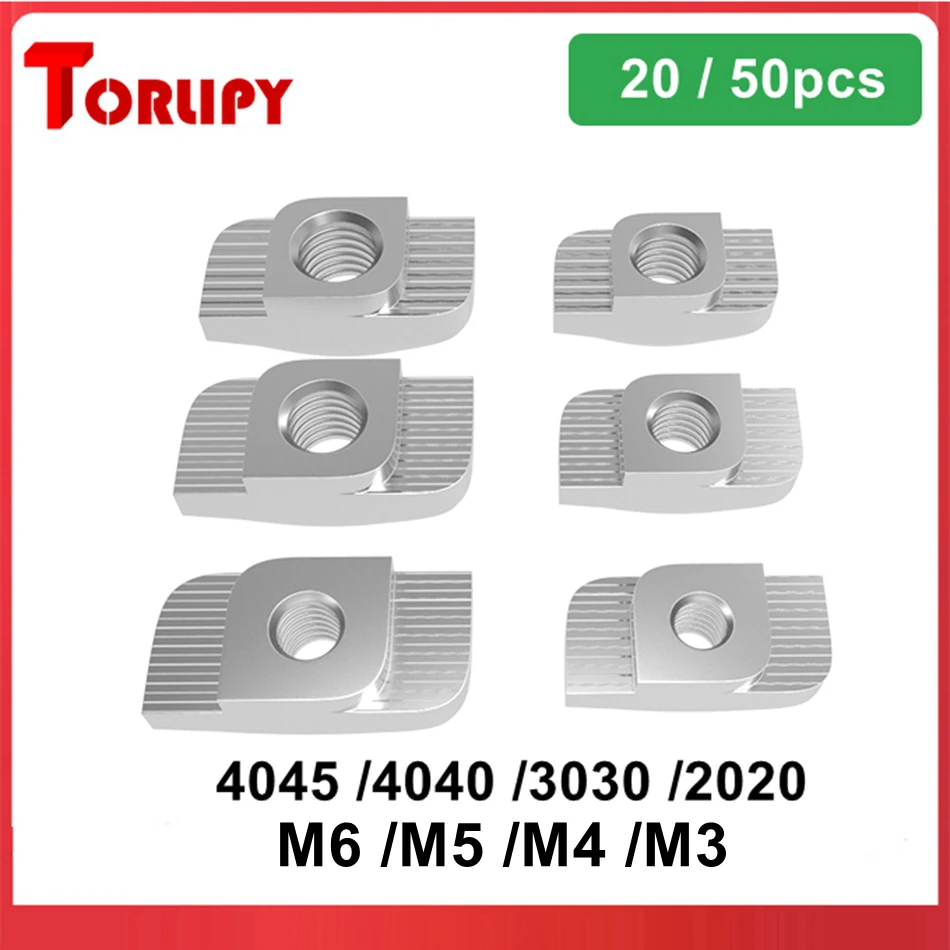 20 or 50pcs M3/M4/M5/M6 T-Nut 4045 4040 3030 2020 Aluminum Profile Connector T Slot Nut Carbon Steel 3D Printer Parts