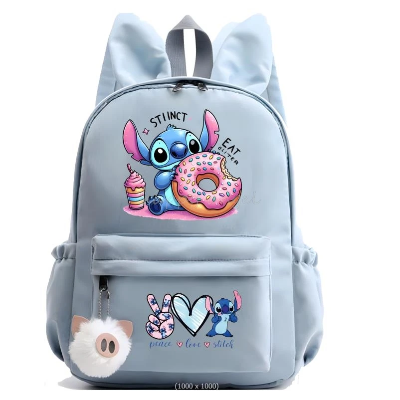 Hot Disney Lilo Stitch Plecak dla dziewczynek Chłopcy Plecak dla nastolatków Kobiety Dorywczo Torby szkolne Podróż Królicze uszy Mochila