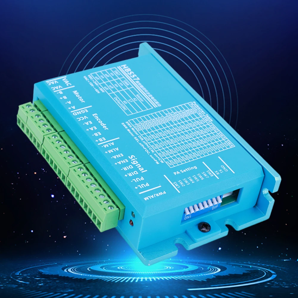 

HBS57 Драйвер шагового двигателя 0-200 кГц Гибридный сервопривод AC20-80V/DC24-70V Энкодер 1000 линий 2-фазный для двигателя Nema23/Nema24