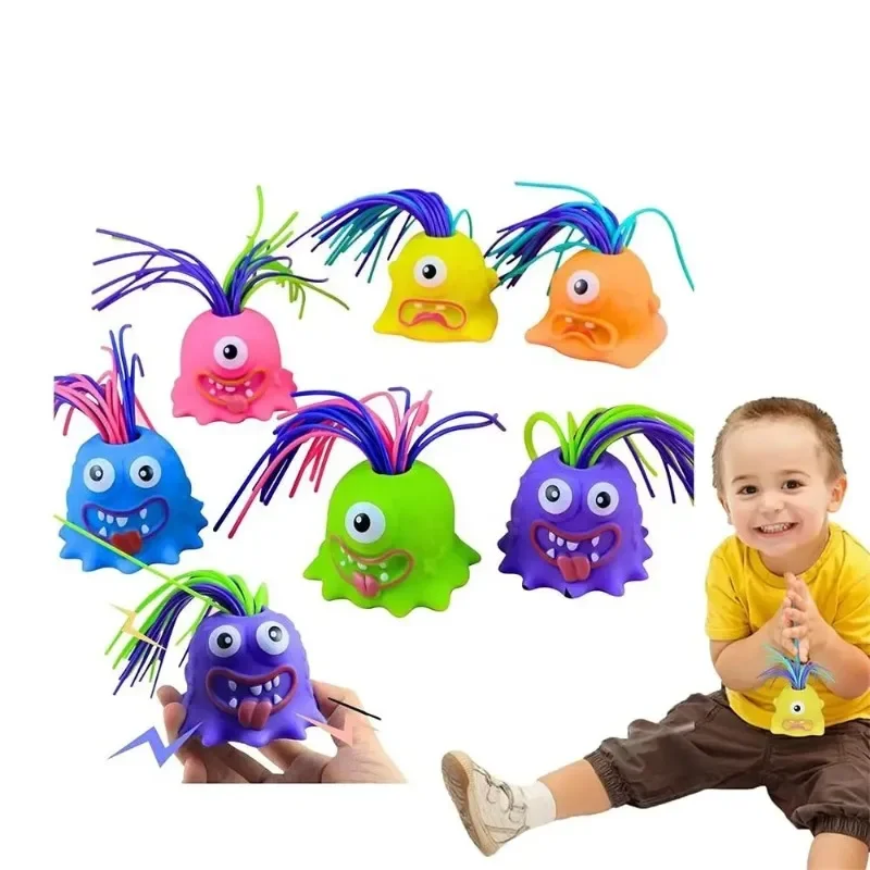 Hair Pulling Will Be Screaming Little Monster Toys Creative Novelty Funny Squeeze Prank Fidget Sound Kids Decompression Glow Toy