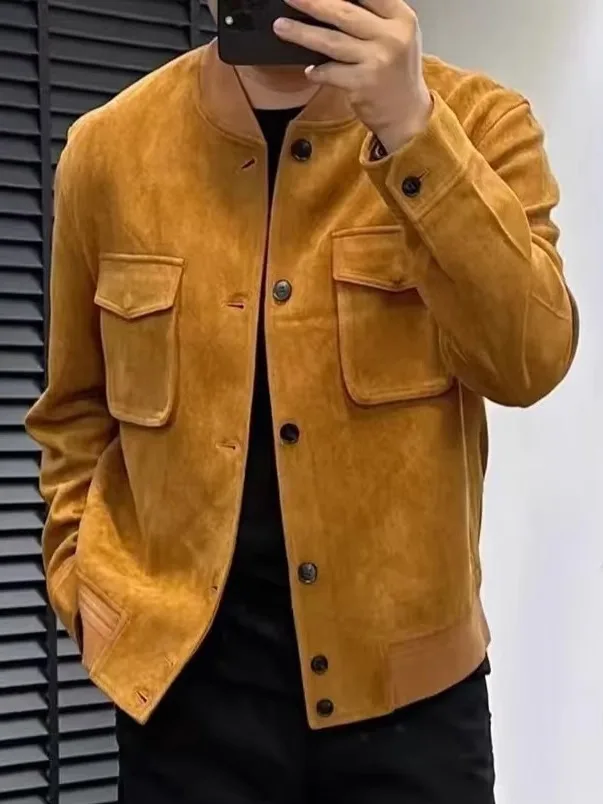 

Высококачественная модная мужская куртка-бомбер с воротником-стойкой, осенняя новинка, универсальная, повседневная, деловая, из полиэстера, удлиненная.