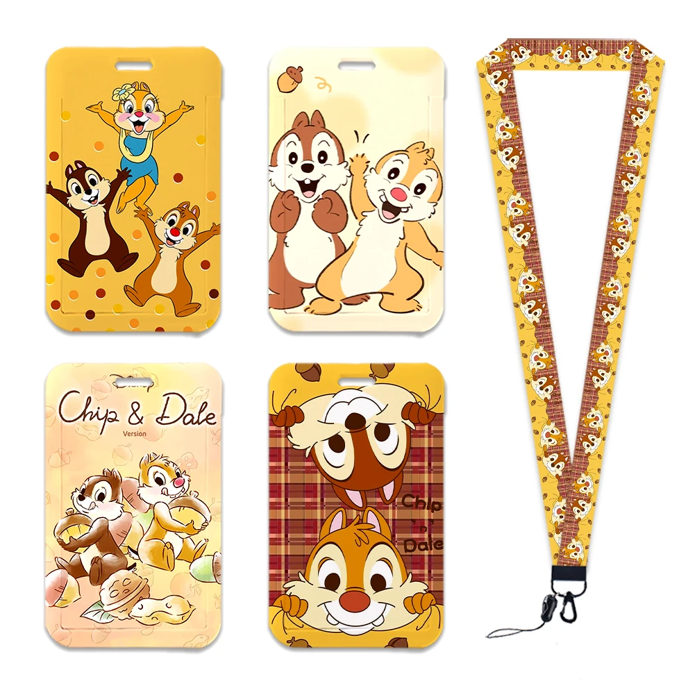 Disney Chip 'n' Dale Lanyard For Keys Chain Chipmunk ID Card Cover Bus Card Holder Charm Badge Holder Personalized Gift