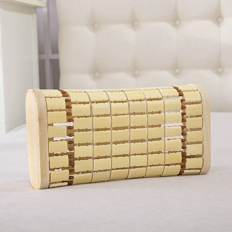 Atmungsaktives Nackenschutzkissen aus massivem Holz mit Bambusmaserung, rechteckig, kühles Nickerchen, Sommer-Hohldesign für den Haushaltsgebrauch von Studenten