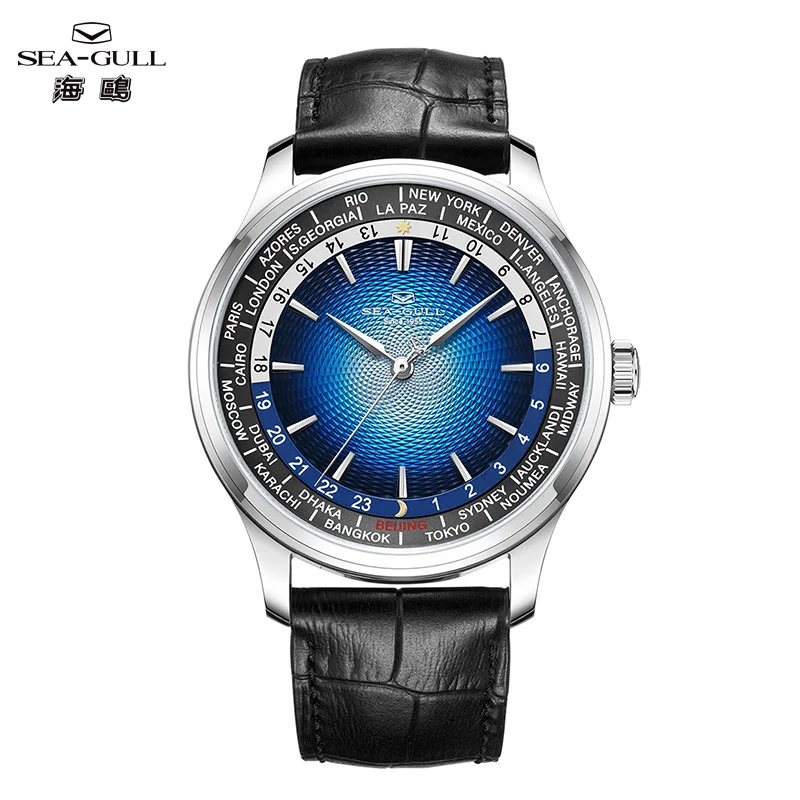 Seagull Multi Time Zone Automatic Watch 41mm Mechanical Watches 5Bar Waterproof Men's Luxury Watch Sapphire Clock 1084 reloj New