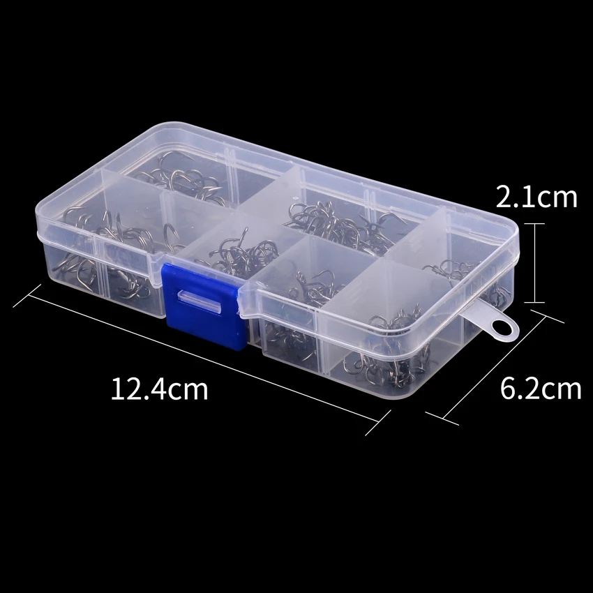 120/50pcs/Lot Treble Fishing Hook Set In Box High Carbon Steel Barbed Hooks Fishing Tackle Black/Silver/Red FishHook image 6