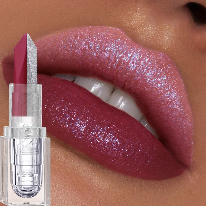 1PC Sexy Glitter Two-tone Lipstick Matte Lipsticks Cosmetics Easy to Use Lip Tint Makeup Lip Rose Red High Pigment Lip Glaze