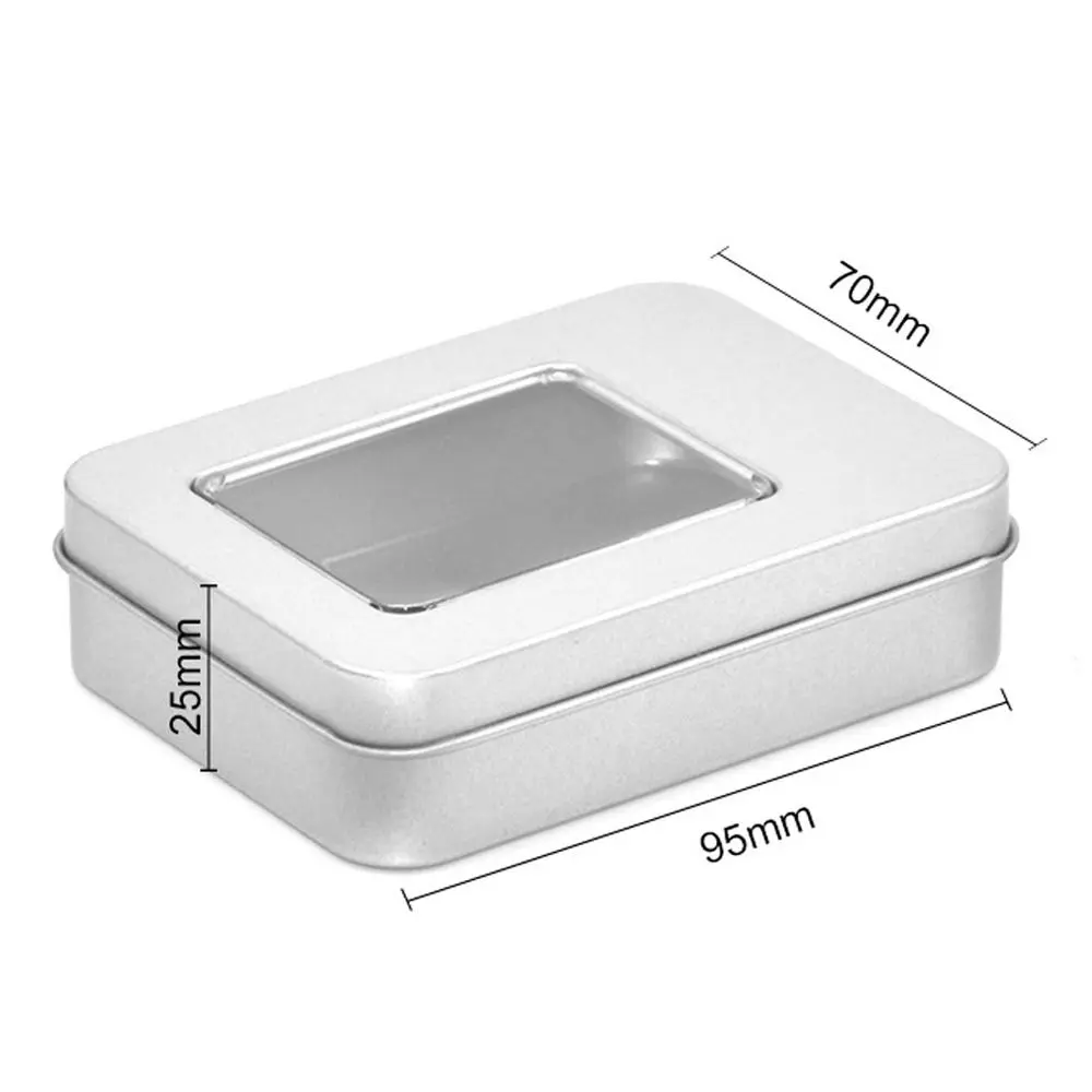 Metal Rectangle Silver Black Game Cards Storage Box Trading Card Case Empty Tinplate Box For Storage Money Coin Candy Key Tarot