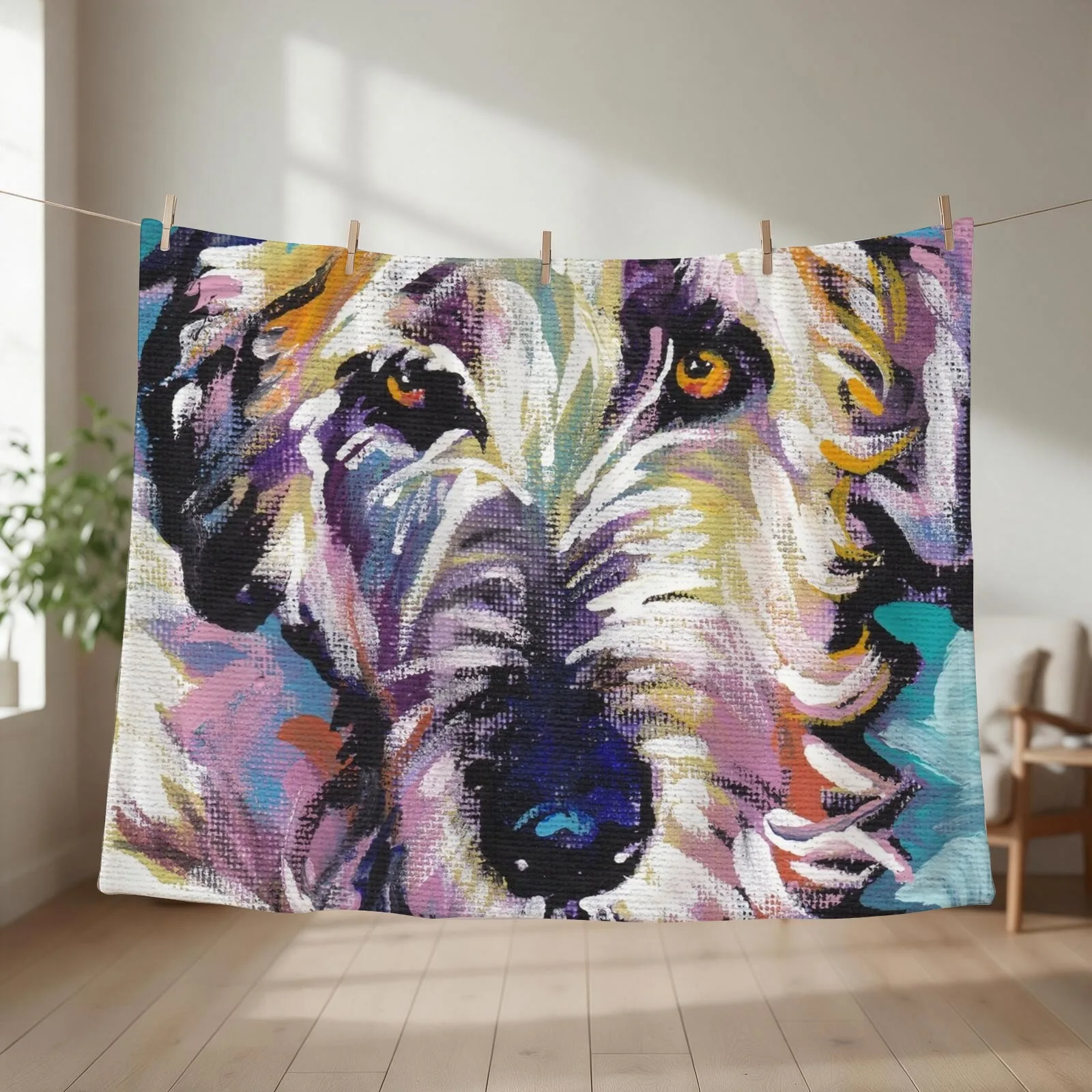 Irish Wolfhound Dog Bright colorful pop dog art Throw Blanket Polar Personalized Gift Plush Sofas Blankets