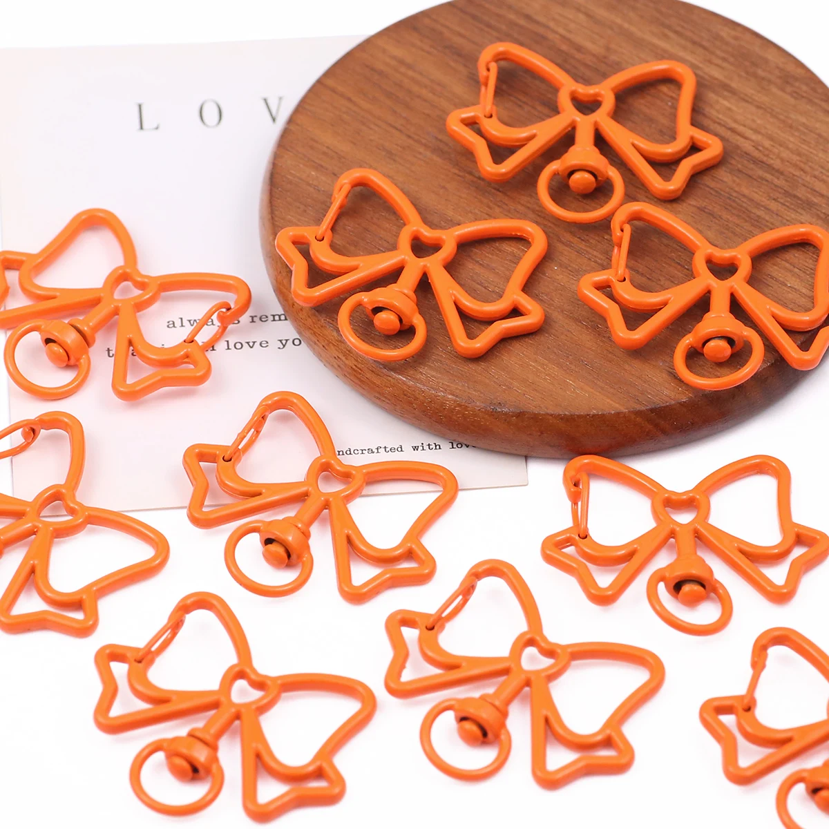 

40mm Zinc Alloy Bow Clasp in Orange for Handmade DIY Jewelry Making Handbags Wallets Keychains Link Accessories