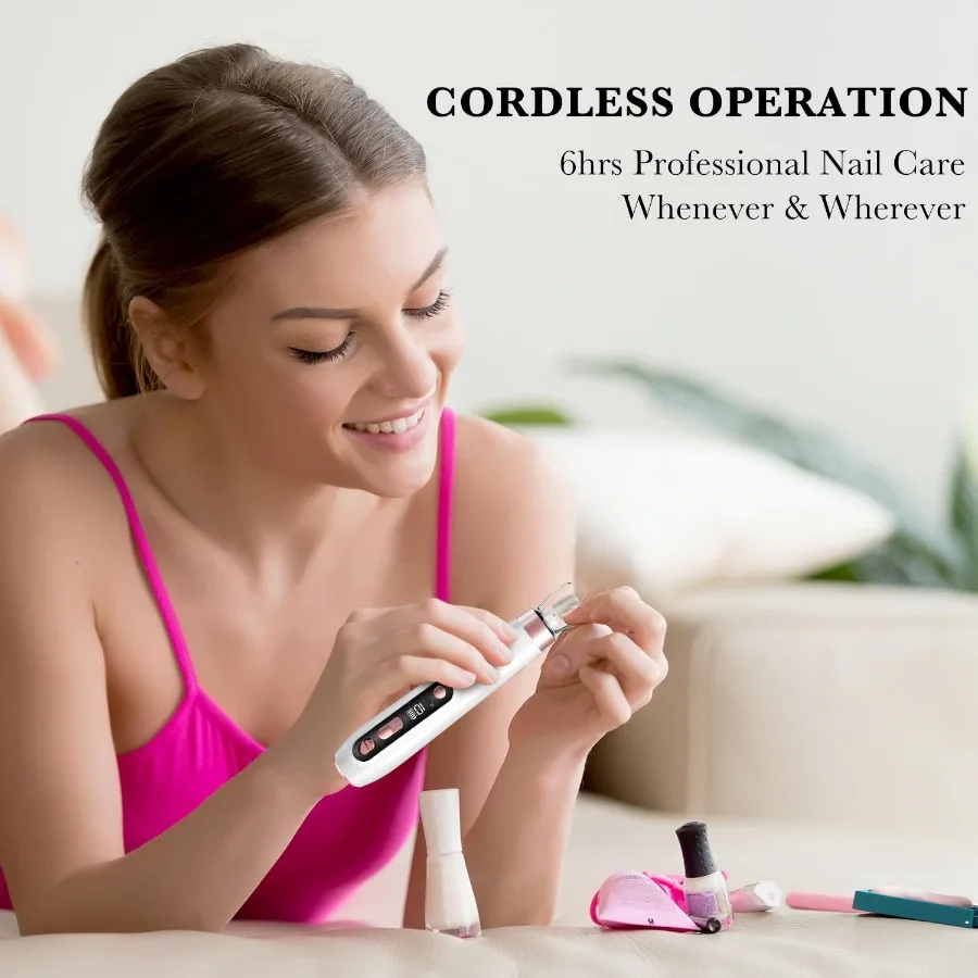Kit professionale per manicure e pedicure Set di lime per unghie elettriche con trapano elettrico per unghie a batteria regolabile a 10 velocità per Pr