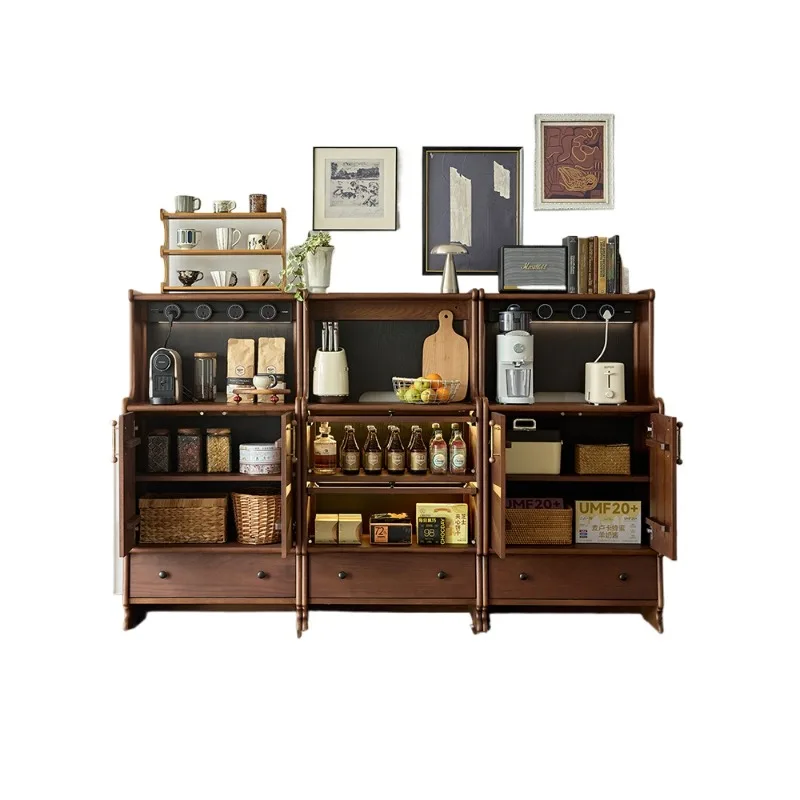 

French retro solid wood meal, integrated storage side cabinet against the wall, medieval feng shui bar counter
