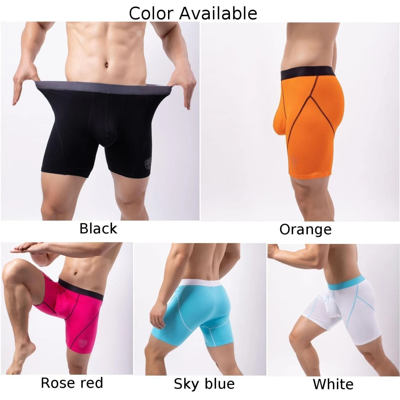 ชุดชั้นในระบายอากาศกางเกงสีขาว/สีดํา/สีฟ้าเซ็กซี่กีฬายืดกางเกงบ็อกเซอร์ระบายอากาศระบายอากาศกางเกง