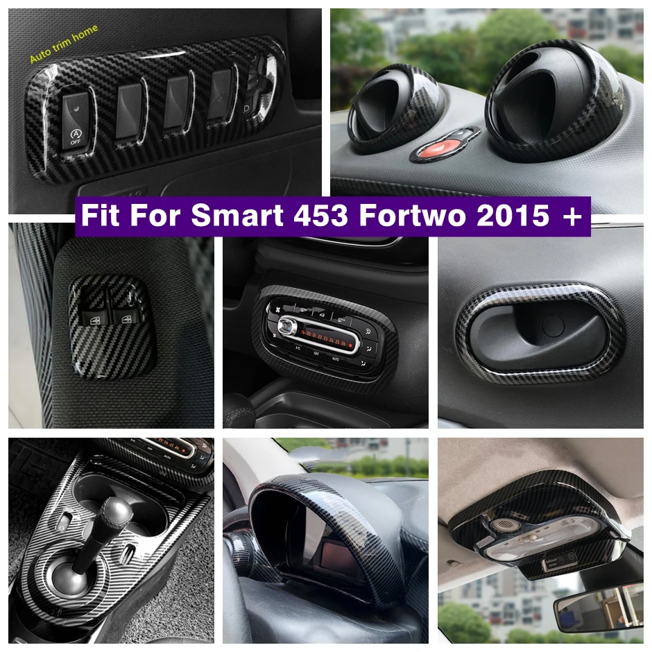 

Accessories Lift Button / Door Bowl / Reading Lights / Gear Box Cover Trim For Smart 453 Fortwo 2015 - 2021 Carbon Fiber Look