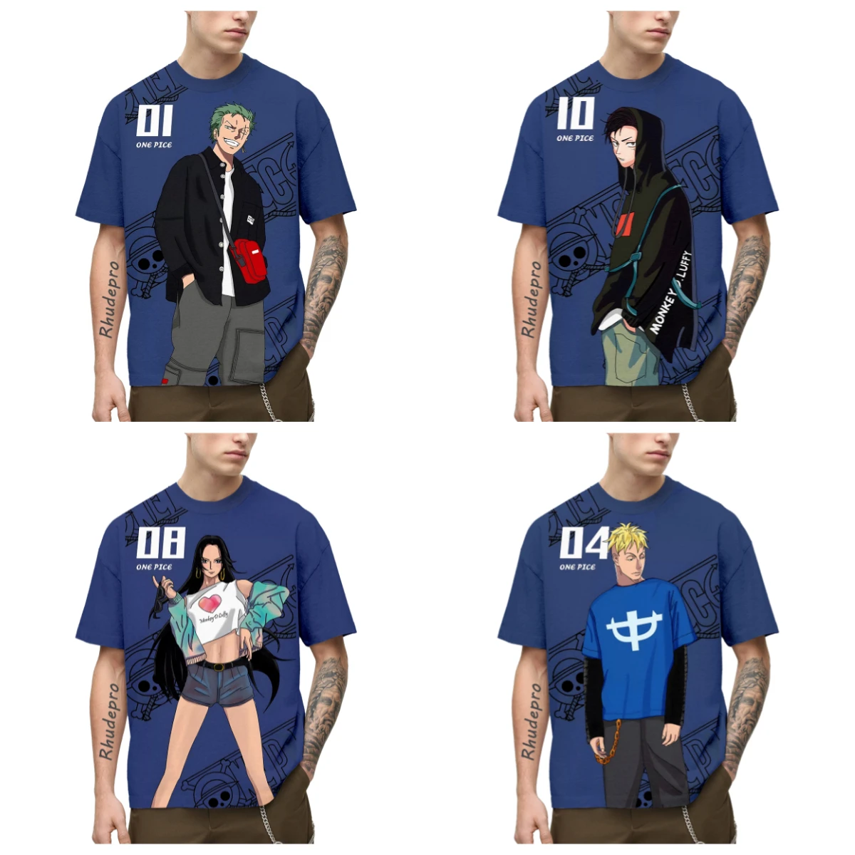 

2025 Summer Hot-selling New ONE PIECE Men's Japanese Animation 3D Printing Role-playing T-shirt Casual Street Short Sleeves