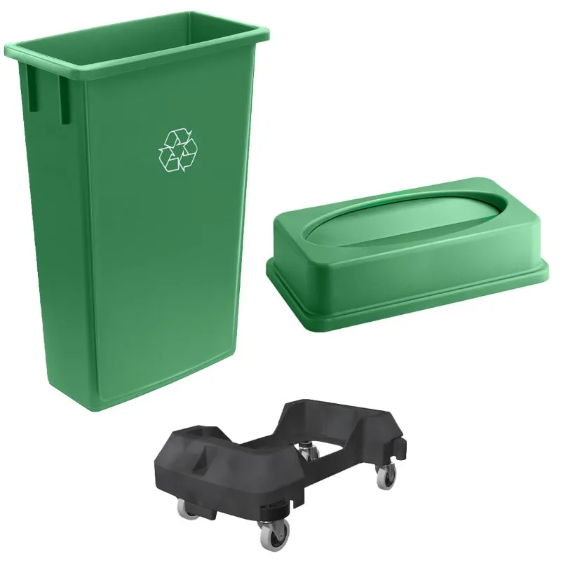 

Тонкий мусорный бак на 23 галлона с тележкой и крышкой, сверхмощный мусорный бак на колесиках, коммерческий рулонный контейнер для переработки, прочный пластик