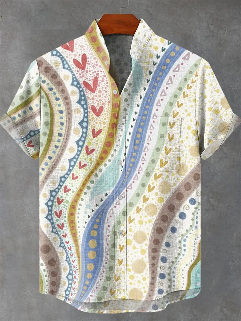 Hawaiian Men's Short Sleeve Linen Shirt New 3D Animal Print Fish Decorative Pattern Casual Summer Fashion 100%