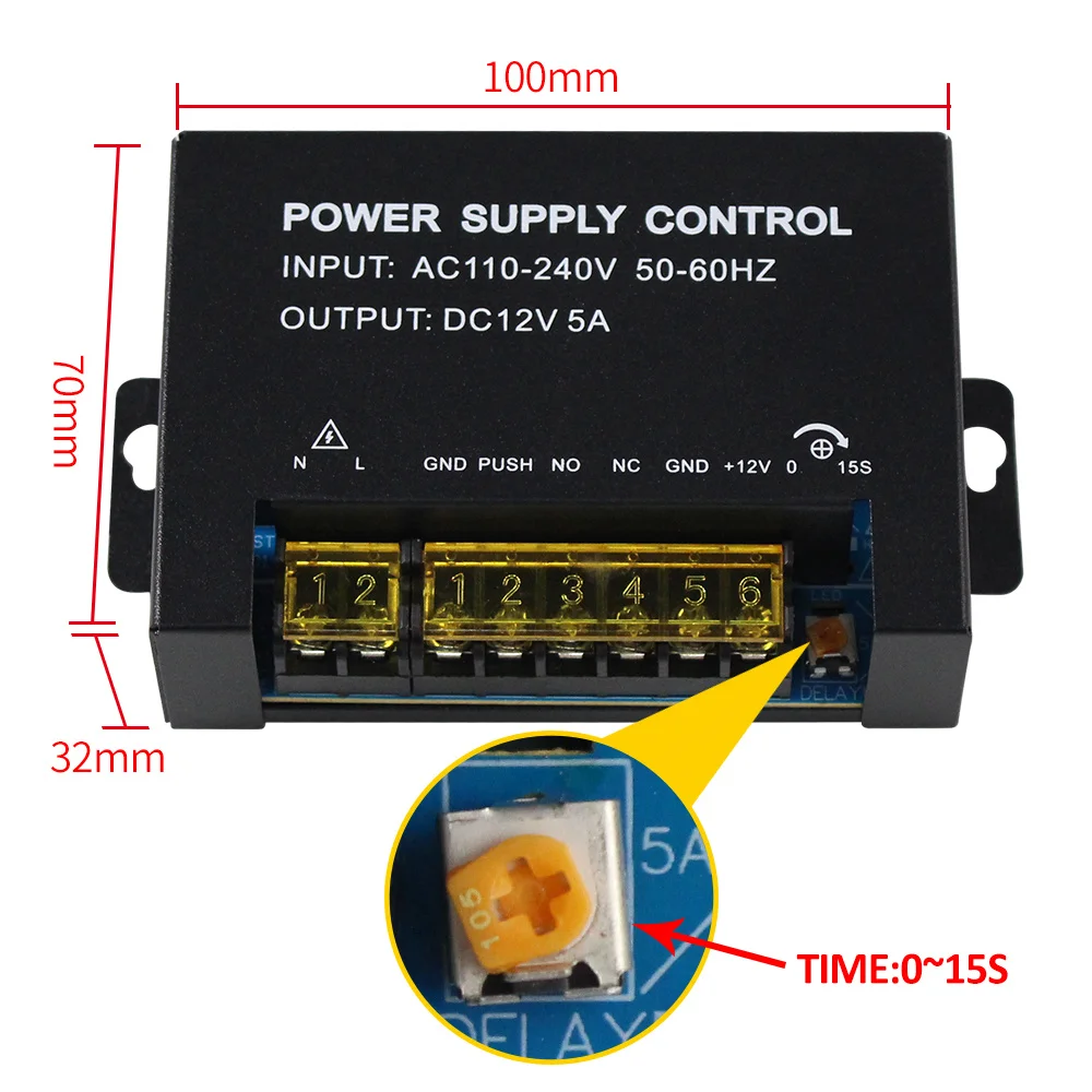 DC12V 5A 3A Output 110-240V AC Access Control Power Supply Controller Switch Adapter For Home Door Locks Video Intercom System