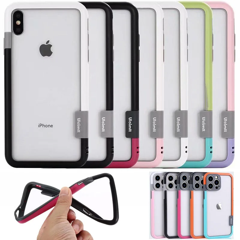 Bumper Case For iPhone 16 15 14 13 12 Mini 11 Pro Max 15 Plus X XS Max XR Dual Color Bumper Border Soft tpu + PC Case Cover Skin