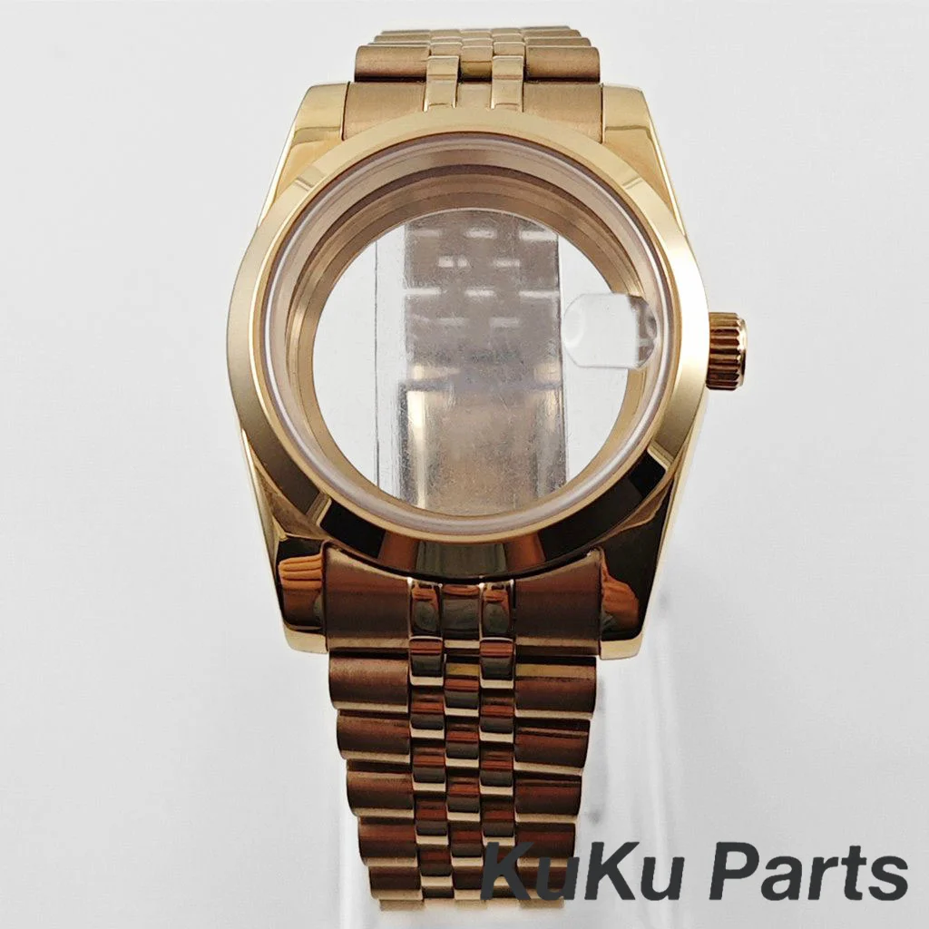 مطلي ارتفع NH35 36 مللي متر/40 مللي متر الياقوت ساعة زجاجية الحال بالنسبة NH34 NH35 NH36 NH38 ETA2824 حركة 28.5 مللي متر الطلب انزلاق قفل سوار