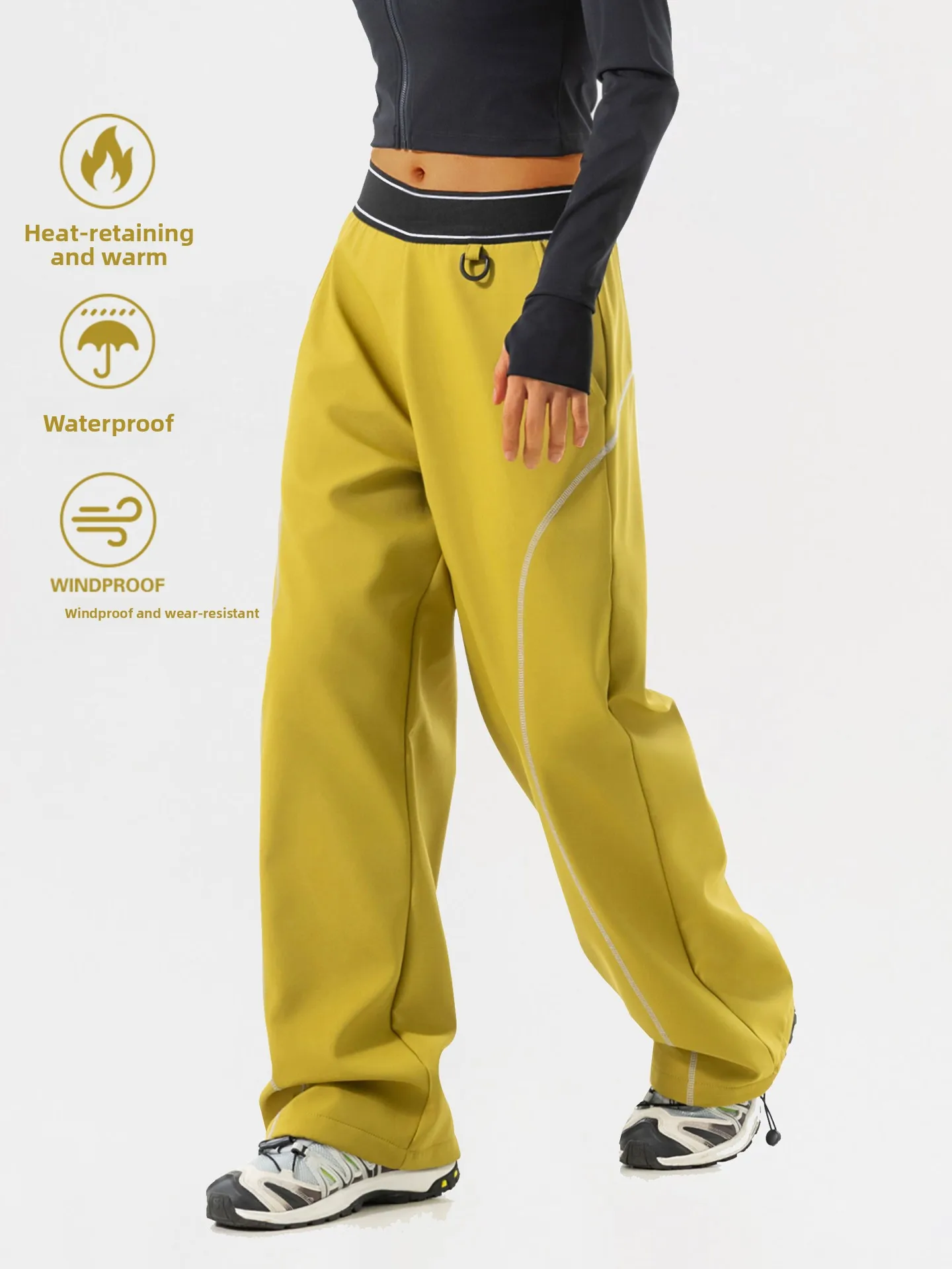 

Outdoor Work Trousers Men's Women's Thiened Fce Lined HUSS Line Color Blo Windproof Waterproof Straight Leg Trousers