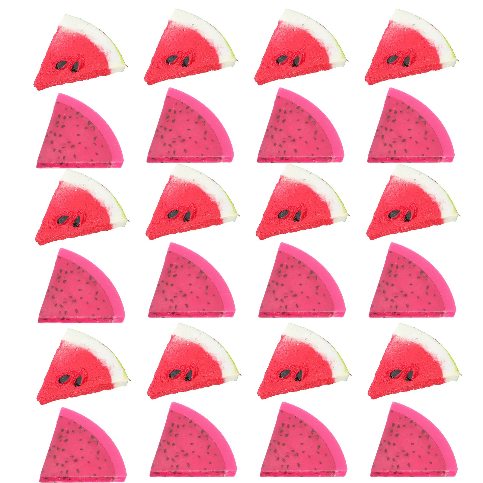 

Набор искусственных имитаций фруктов: ломтики арбуза и питайи, декоративные элементы для кухни, реквизит для фотосъемки, учебное пособие по фруктам