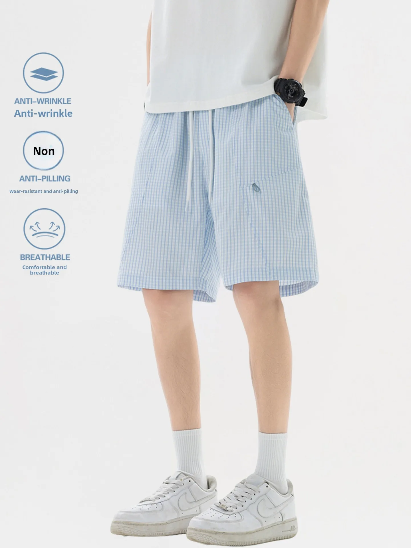 

American Style Lightweight Breathable Striped Sports Shorts Men Women Summer Outdoor Beach Casual Loose Drawstring Five-Quart...